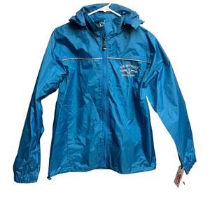 Dimco Apparel Newport Rhode Island Blue Hooded Windbreaker Coat NWT